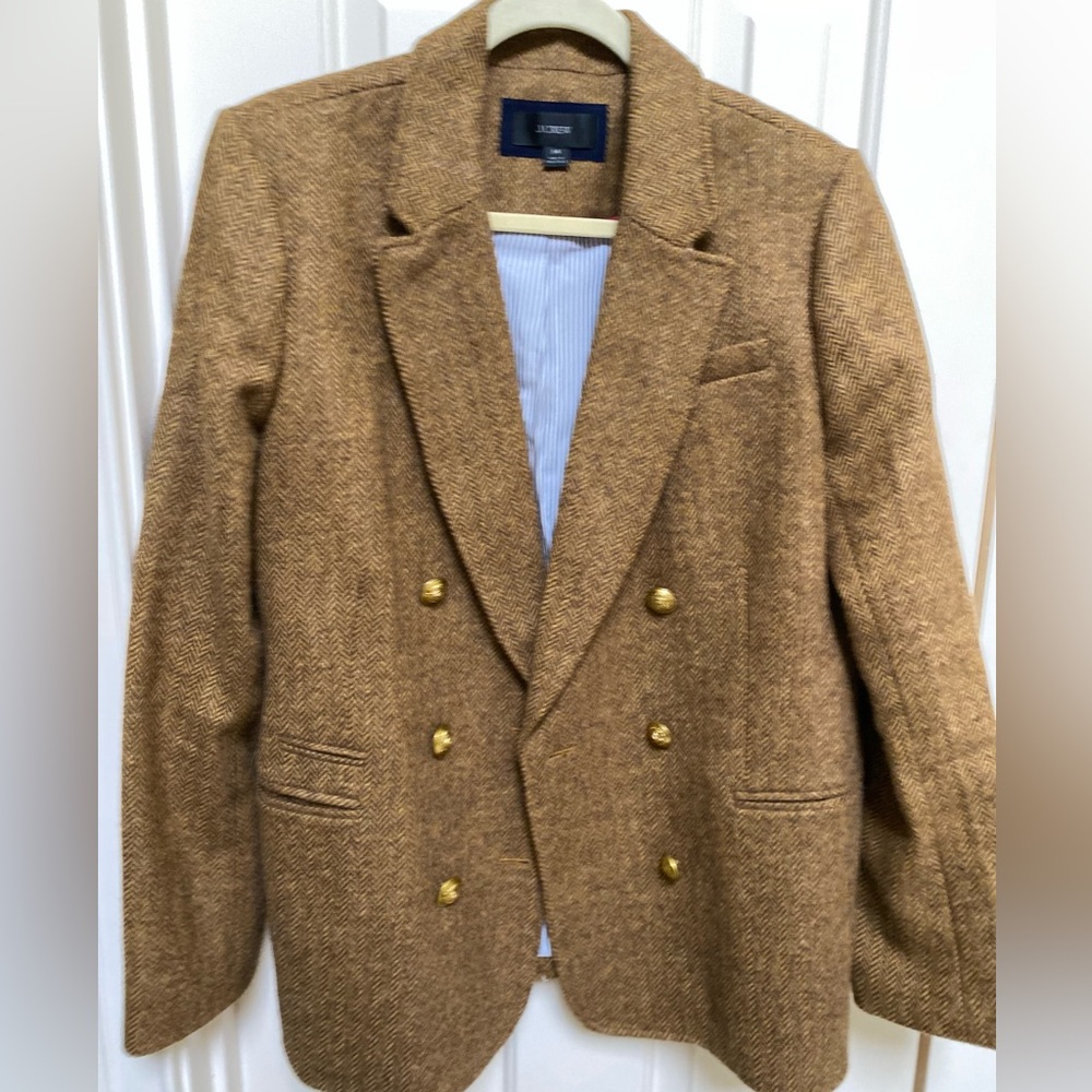 J.Crew Double-breasted blazer in herringbone English wool size 14